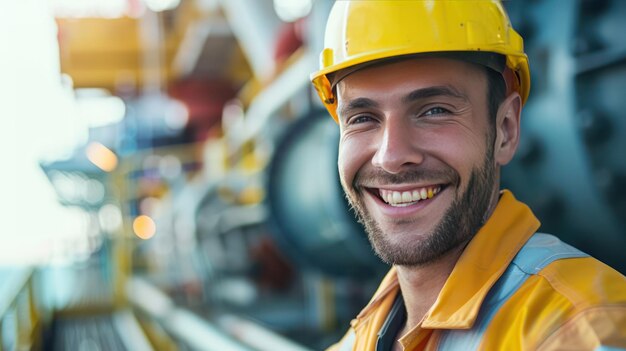 Closeup portrait of a smiling oil industry professional