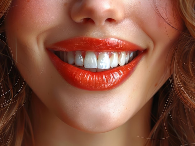 Closeup portrait of a very beautiful girl with beautiful teeth and perfect smile