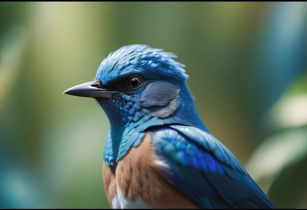 Photo a closeup portrait of a vibrant blue bird