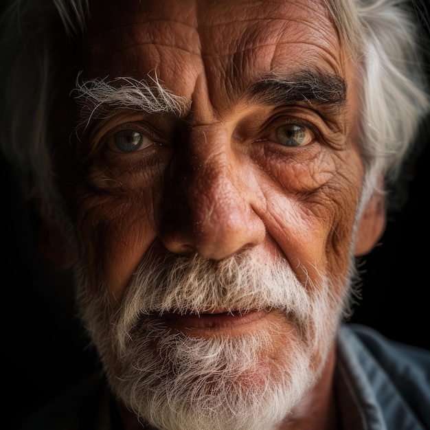 Closeup Portrait WhiteHaired Old Man