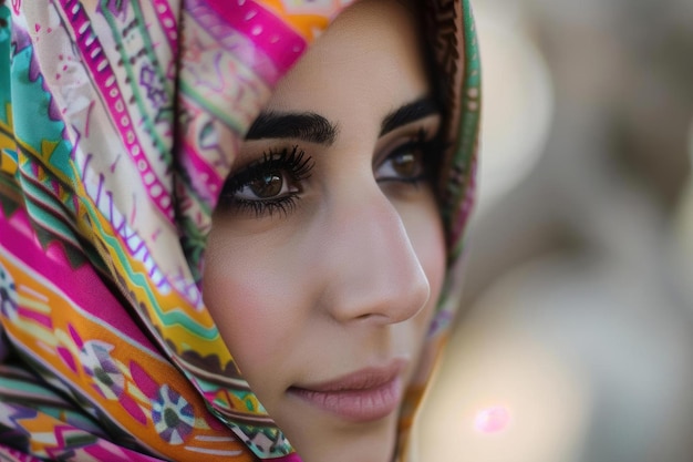 Closeup Portrait of a Woman with Green Eyes