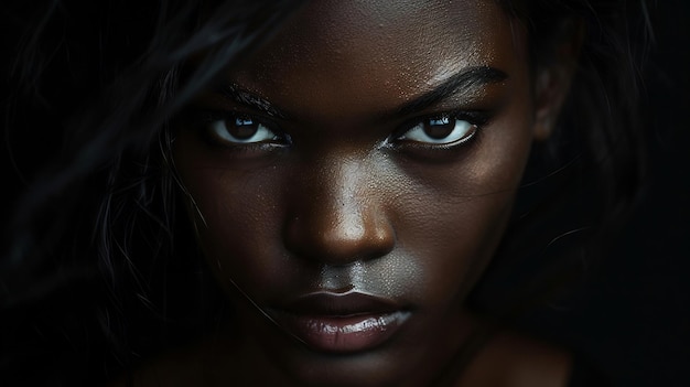 CloseUp Portrait of a Woman with Intense Eyes