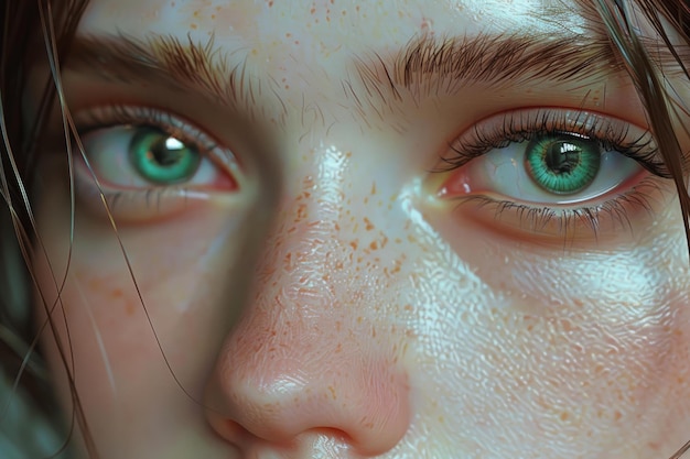 Closeup portrait of woman with stunning green eyes