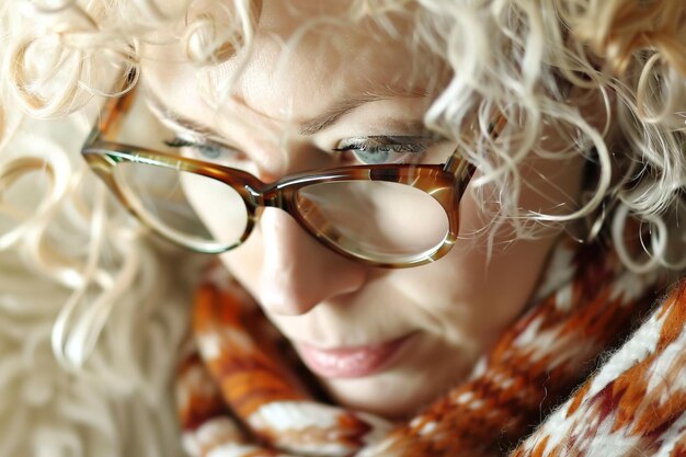 Closeup portrait of a woman working in an office and completely engrossed in her work