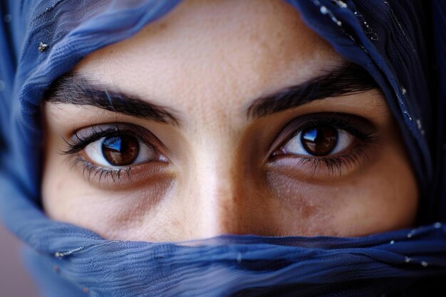 Closeup Portrait of a Womans Eyes with a Black Veil