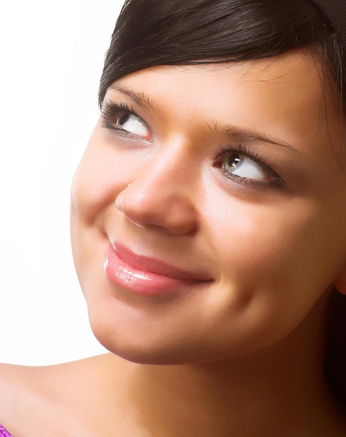 Closeup portrait of young brunette