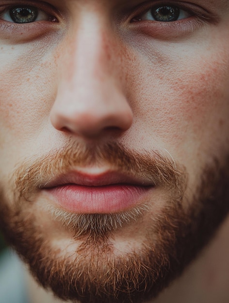 Photo closeup portrait of a young man with beard and intense eyes