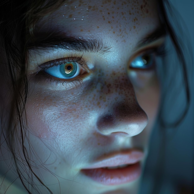 Closeup portrait of a young woman immersed in deep thoughts