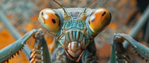 Photo closeup of a praying mantis face