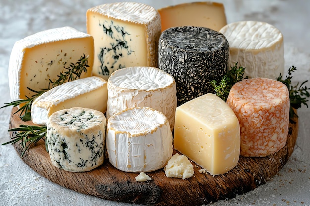 Closeup of Premium Italian Cheeses on a Wheat