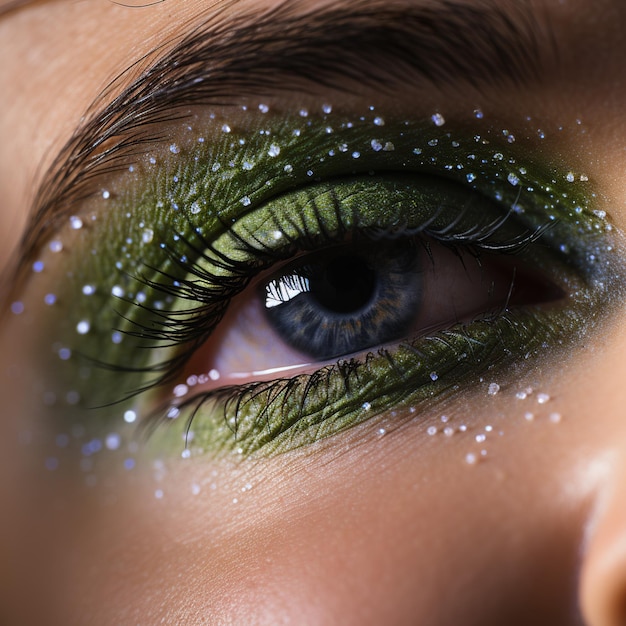 closeup of a pretty female eye with glitter