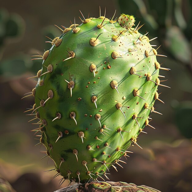 CloseUp of a Prickly Pear Cactus Fruit with Its Spines