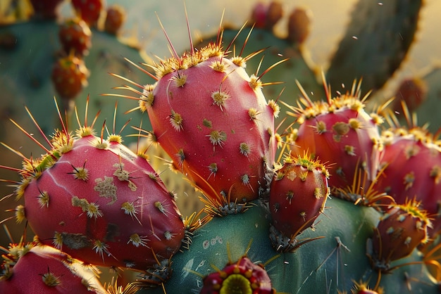 CloseUp of a Prickly Pear Cactus Fruit with Its Spines