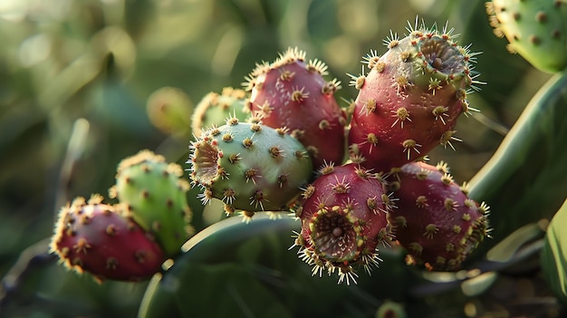 CloseUp of a Prickly Pear Cactus Fruit with Its Spines