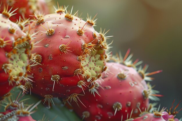 CloseUp of a Prickly Pear Cactus Fruit with Its Spines