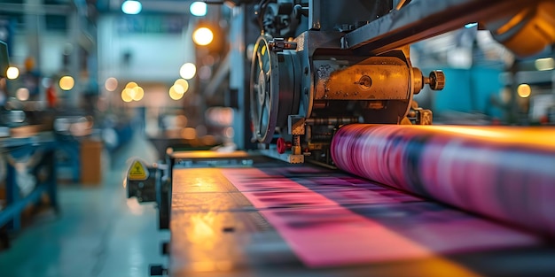 Closeup of a printing press in action at a publishing house Concept Printing Press Publishing House In Action Closeup Shot