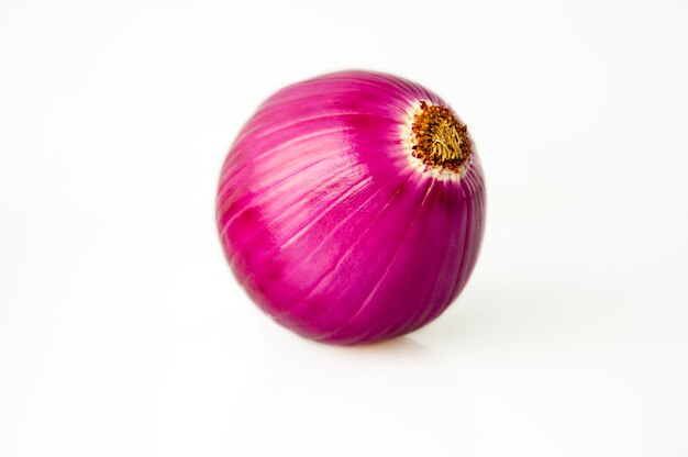 Closeup purple onion white background vegetables