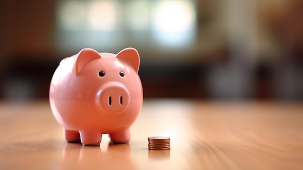 CloseUp of Putting a Coin in a Piggy Bank