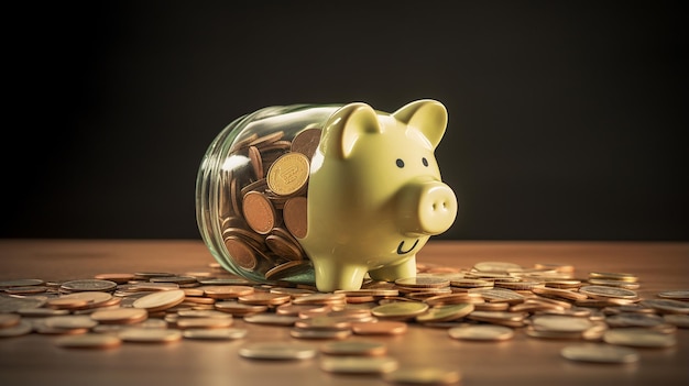 CloseUp of Putting a Coin in a Piggy Bank