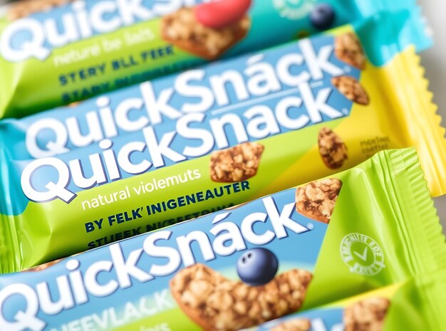 CloseUp of QuickSnack Energy Bars Featuring Natural Wholesome Ingredients