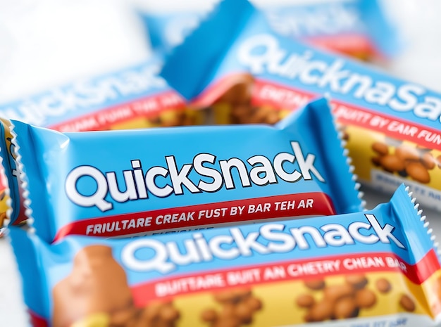 CloseUp of QuickSnack Energy Bars Featuring Vibrant Attractive Packaging