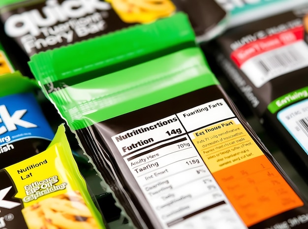 CloseUp of QuickSnack Energy Bars Packaging and Nutritional Info