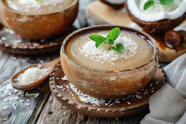 Photo closeup of quindim traditional egg and coconut brazilian dessert