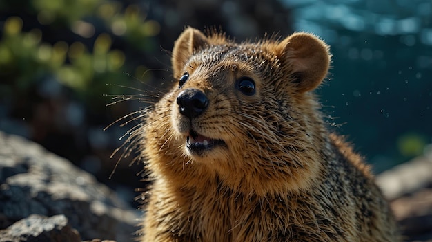 Photo closeup of quokka marine version rarely seen cinematic deep sea background