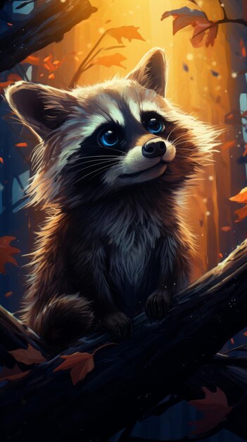 CloseUp of a Raccoon Generative AI