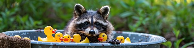 closeup of a raccoon washing itself Selective focus