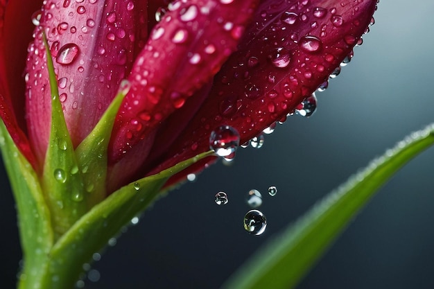 Closeup of a raindrop on a flower bud