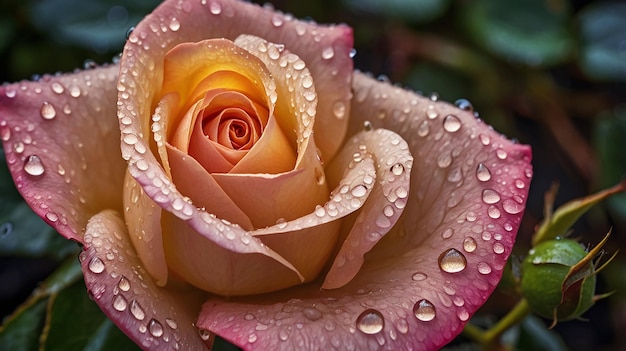 Photo closeup of raindrops on rose petal delicate flower fresh morning