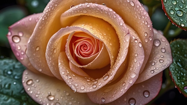 Photo closeup of raindrops on rose petal delicate flower fresh morning