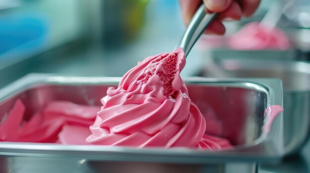 Photo closeup raw style of traditional italian gelato making artisanal dessert