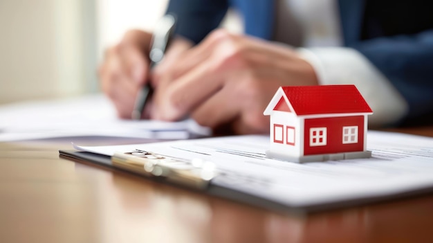 A closeup of a real estate contract being signed by both buyer and seller signifying a completed