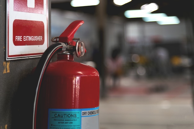 Closeup red fire extinguisher 