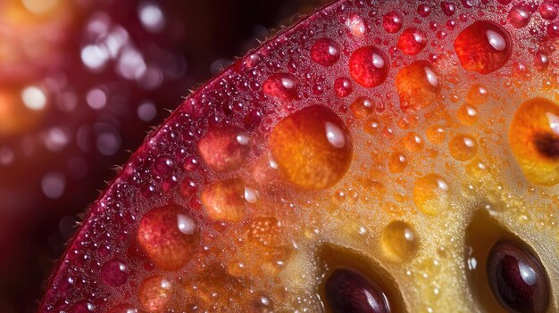 Photo closeup of a red grape with water droplets