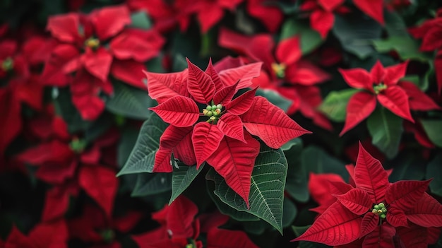 Photo a closeup of red poinsettia flowers in full bloom adding holiday cheer