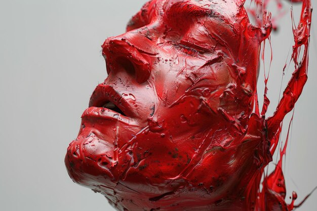 Photo closeup of a red sculpture of a woman39s face great for beauty or artrelated themes