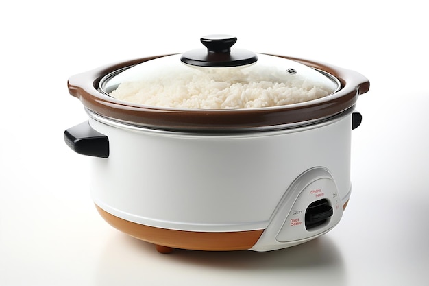 Closeup of Rice Cooker Isolated on White Background Generative Ai