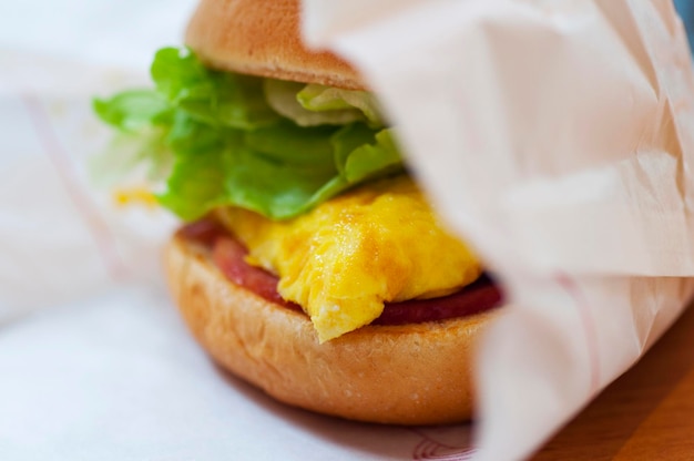 Closeup rich tasty american bacon burger burger