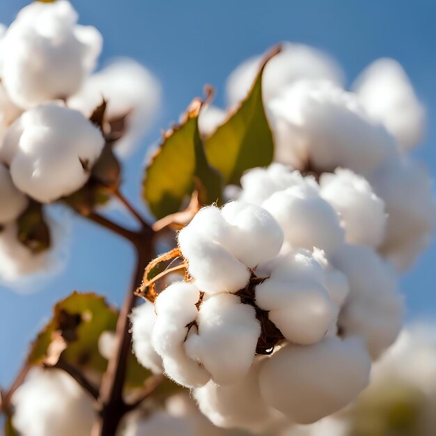 Photo closeup of ripe cotton boll with soft natural light