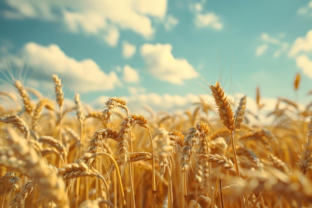 Closeup of Ripe Golden Wheat with Vintage Effect