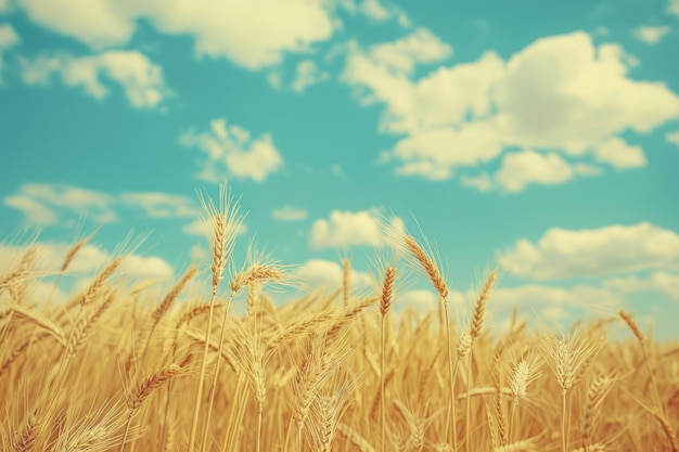 Closeup of Ripe Golden Wheat with Vintage Effect