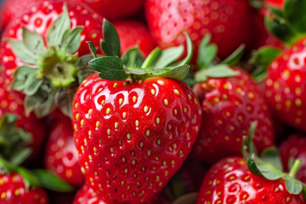 Closeup of ripe juicy strawberries