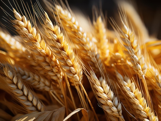 Closeup of Ripe Wheat Ears Ready for Harvest AI Generated