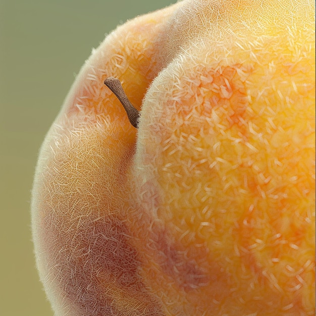 Photo closeup of a ripe yellow peach with fuzzy skin