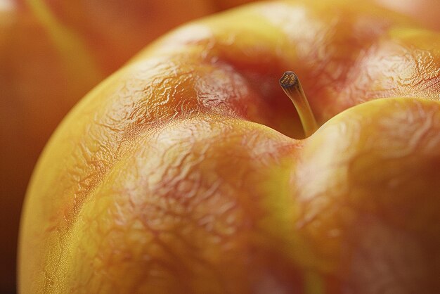 Photo closeup of a ripe yellow peach with fuzzy skin