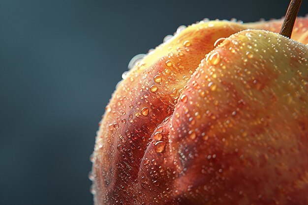 Photo closeup of a ripe yellow peach with fuzzy skin