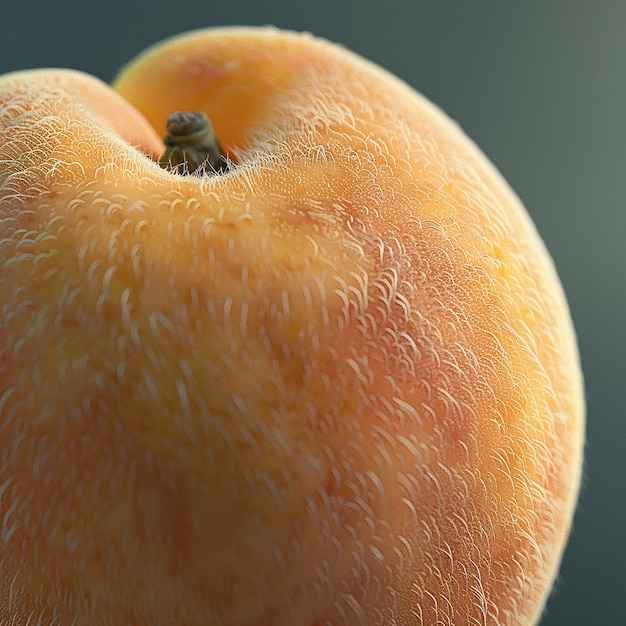 Photo closeup of a ripe yellow peach with fuzzy skin